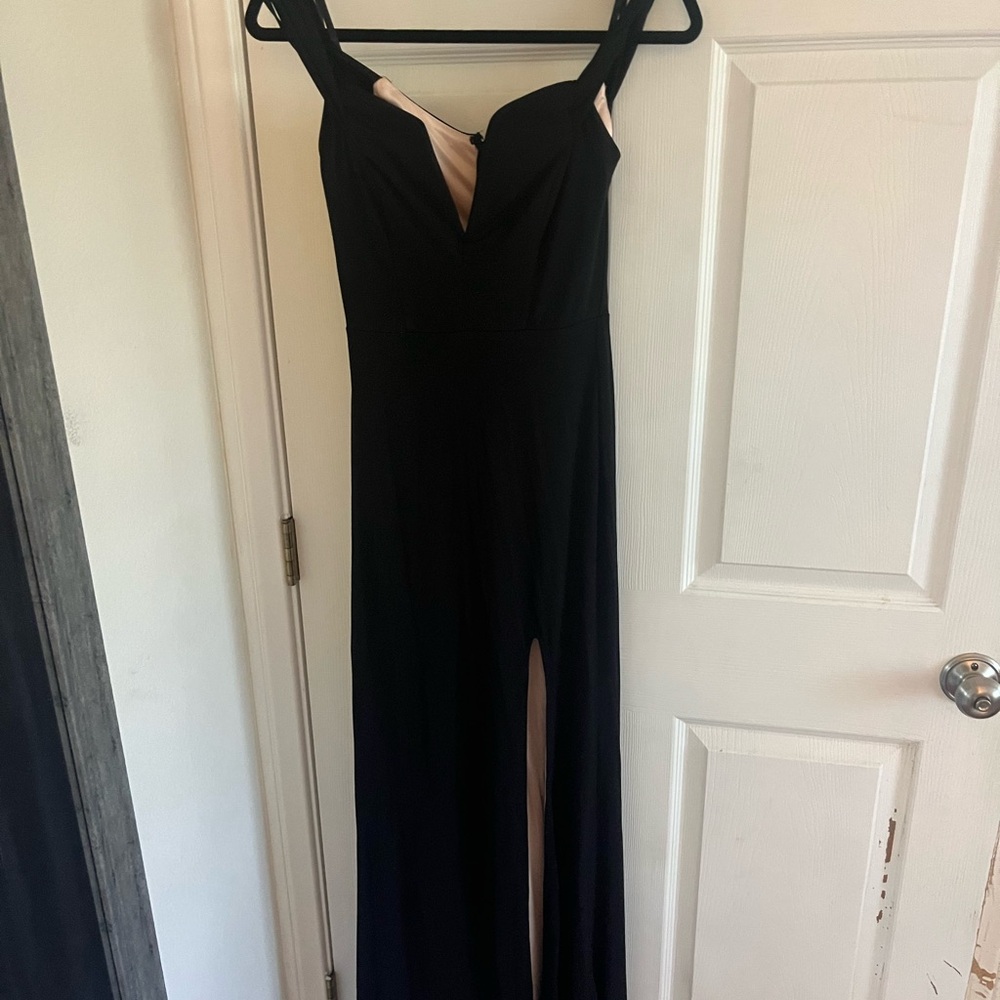 City studio off the shoulder black tie dress